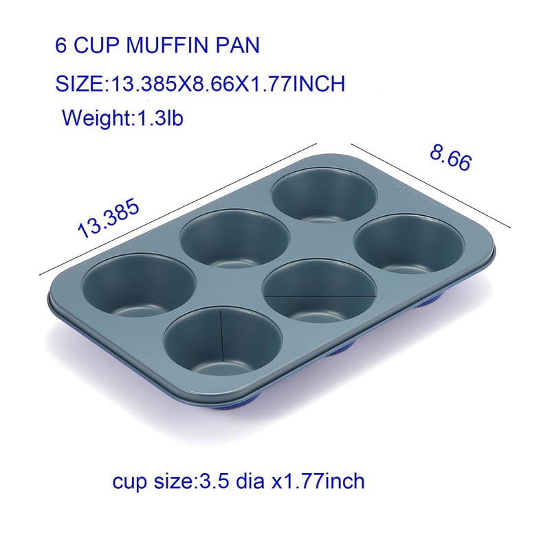 Monfish Muffin Mould 6 Jumbo Cup Carbon Steel Haze Blue