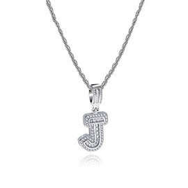 MiniJewelry J Initial Letter Name Necklace Silver Crystal Clear CZ Alphabet Personalize Jewellery Women Birthday Girlfriend Wife Mom Auntie
