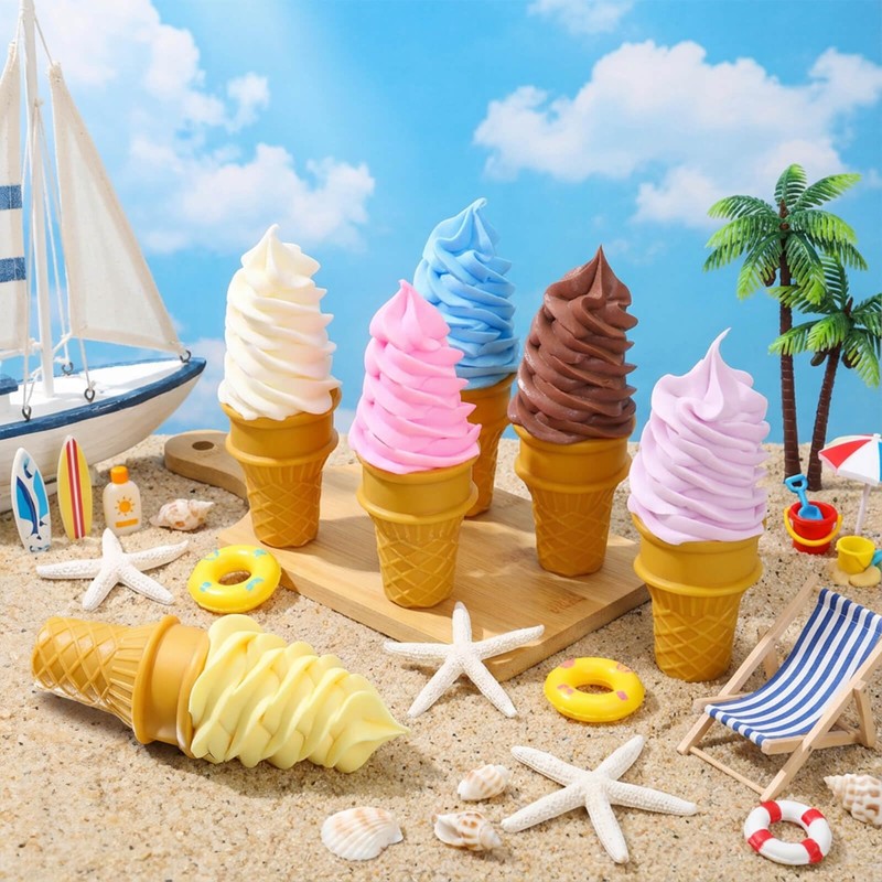 YOUEON 6 Pcs Artificial Ice Cream Cones, Simulated Ice Cream