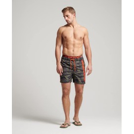 Superdry Mens State Volley Swim Shorts, Double Layer Elasticated Waist Green Size L