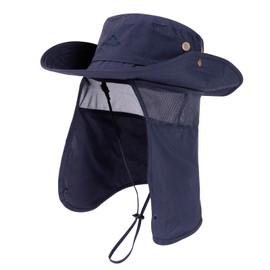 TOP-EX Men's & Women's Sun Hat with UV Neck Protection, Waterproof Safari Outdoor Hat for Summer, Trekking, Hiking, UPF 50+ Fishing Hat with Wide Brim, Rain Hat & Sun Bucket Hat, Neck Protection_Navy,