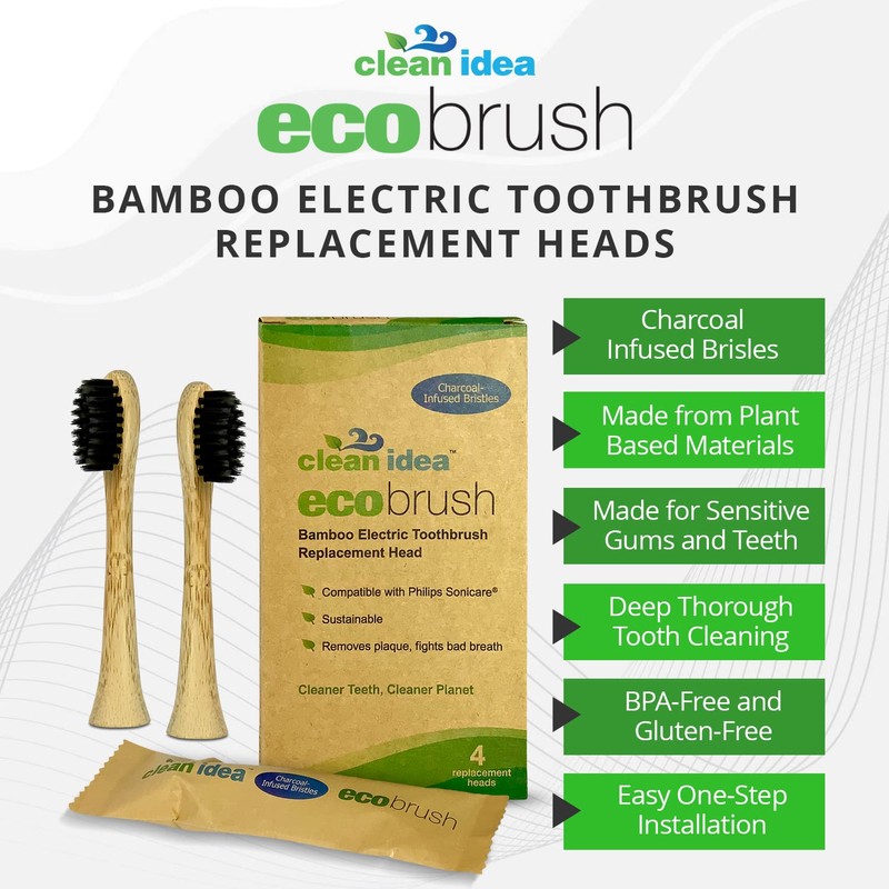 Clean Idea Electric Toothbrush Replacement Heads 4pk – Charcoal Infused