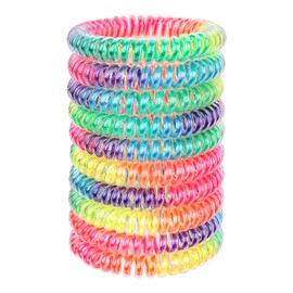 JessLab Spiral Hair Bobbles, Pack of 10 Traceless Telephone Cable Hair Bobbles for Ponytail, Plastic Coil Hair Bands for Women and Girls, Assorted Colours (#42)