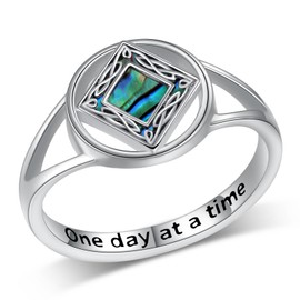 qielizhu AA Sobriety Gifts 925 Sterling Silver NA Ring Narcotics Anonymous Gifts Recovery Symbol Stay Sober AA Jewelry Sobriety Gifts for Women (8)