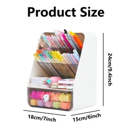 KUAOOAUK Desk Organizer, Multi-Functional Drawer Pencil Holder, Slanted Plastic Desktop Organizer and Accessories, Kitchen/Makeup/Office Storage for Supplies Tools(White)