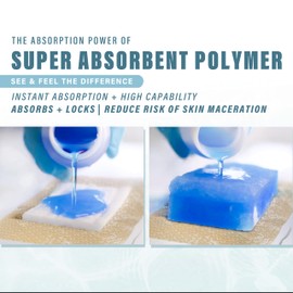 EVERLIT Super Absorbent Polymer Wound Dressing | Silicone Self-Adhesive Bandages with Ultrasorb Matrix for High Retention | 4" x 4" Sterile Adhesive Dressings Pack of 10