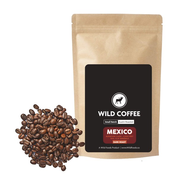 Café salvaje, café de grano entero, natural crecimiento, comercio justo, un solo origen, 100% árabe, asado fresco Austin