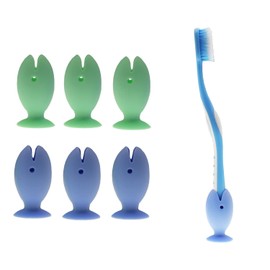 NC 6-Piece Silicone Travel Toothbrush Cover Case with Suction Cap, Toothbrush Holder for Kids, Portable, Durable, Blue, Green