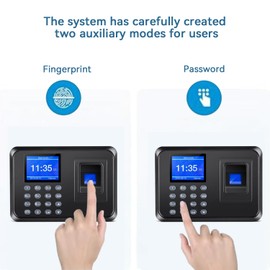 Mokhike Time Clocks for Employees Small Business, 2 in 1 Time Clock (Fingerprint & Password) Employee Clock in & Out Machine Attendance Punch Clock Recorder Tracker for Small Businesses & Offices
