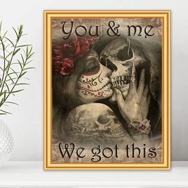 SaxSauly DIY 5D Diamond Painting Skull Packs by Number Kits Full Drills for Adults, Cross Stitch Crystal Rhinestone Embroidery Pictures Arts Craft for Home Wall Gift.(Skull-12, 30X40cm/11.8X15.7in)