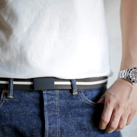 Gevard Men's Women's Custom Made Matte Black Buckle Stretch Belgian GI Belt Made in Japan Stretch Fabric Belt Solid Color, One Line Dark Brown