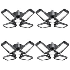 TOPAUBUB Garage Light 4 Pack 120W, 12000LM LED Lights for Garage with 4+1 Deformable Panels 6500K Screw in LED Shop Lighting for Workshop, Basement Support E26/E27