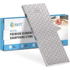 S SATC Diamond Sharpening Stone 2 Side Grit 400/1000 Plate White