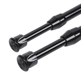 2 Pack Tension Rods, Small Tension Rods 7.1-10.6 inches Adjustable Spring Steel Cupboard Bars Tension Curtain Rod shower Rod Closet Rod Tensions Rod,(Black, 7.1-10.6 in-2 Pcs)