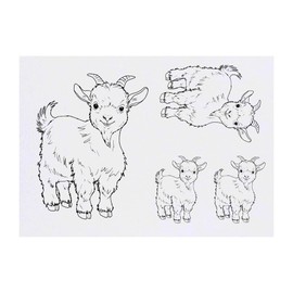 4 x 'Cute Goat Kid' Temporary Tattoos - Water Resistant, Skin-Safe, Non-Toxic Transfers, Mixed Sizes (TO00084314)