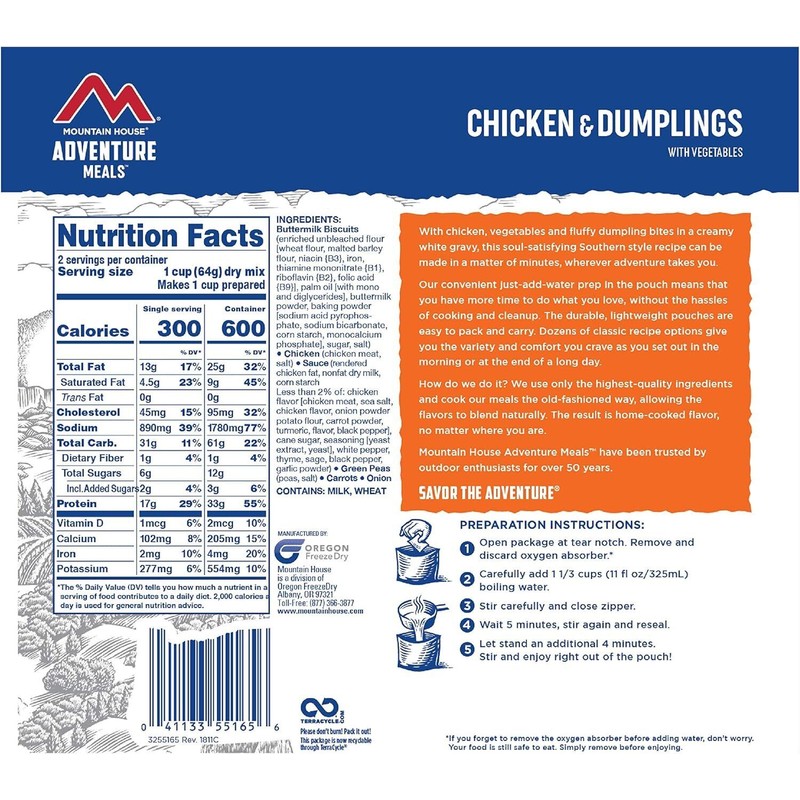 Mountain House Chicken and Dumplings Freeze Dried Backpacking Camping Food