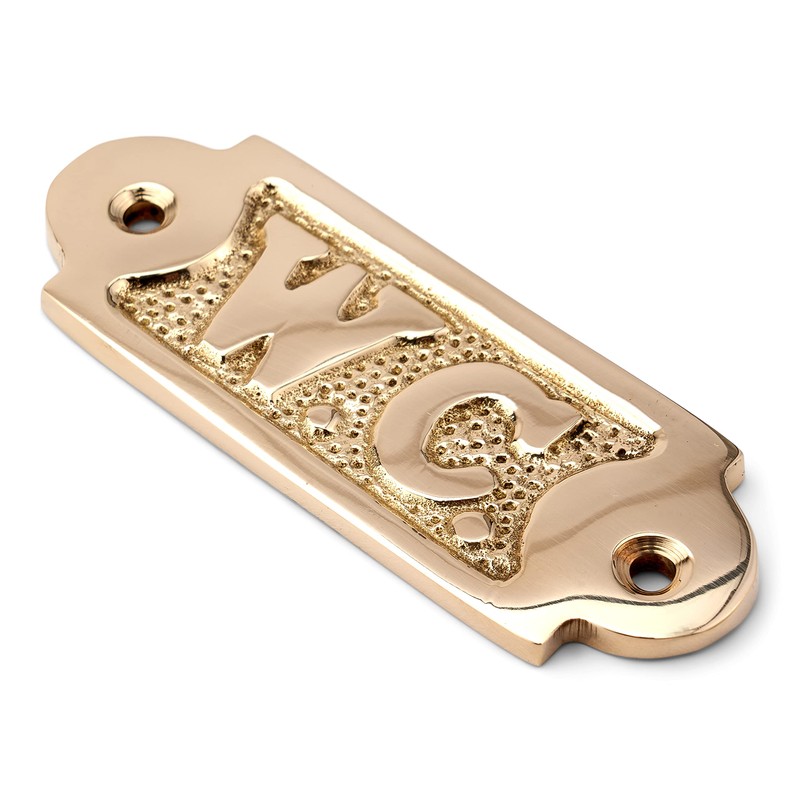 NKlaus 11761 Toilet Door Sign Brass Gold 8.5 x 3