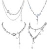 Ferreve 4 Pcs Y2k Double Layered Necklace Set Irregular Moonstone