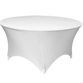 podlinen WHITE spandex stretch cover tablecloth for 6ft foot round table 183x75