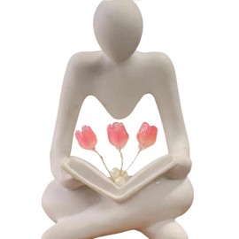 Daiilg Abstract Figure Tulip Night Light Sculpture Resin Statue Bookshelf Living Room Desk Coffee Table Bedside Easy Install Easy to Use