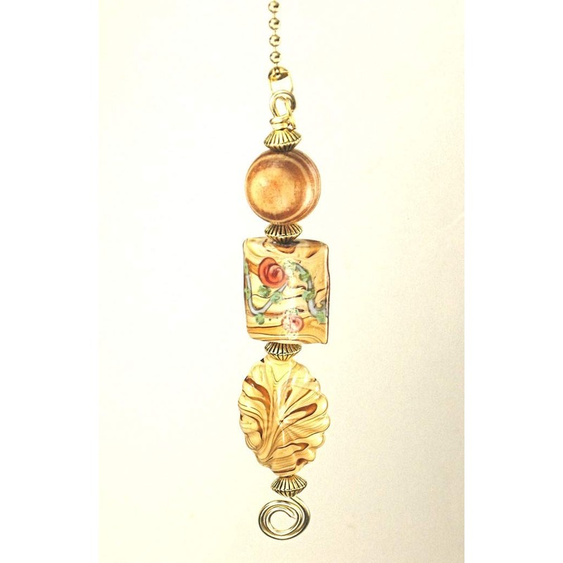 Sweep of Prairie Wheat Cream Lampwork Glass Ceiling Fan Pull