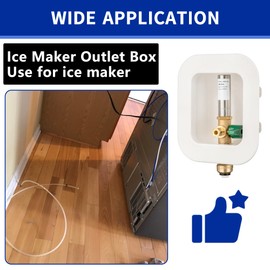 (1 Pack) Lidertik 1/2 inch Push-to-Connect Pre-Assembled Ice Maker Outlet Box Valve 1/4 inch Recessed Refrigerator Water Line Wall Box with Shut Off Valve and Stainless Steel Hammer Arrestor 611-LK