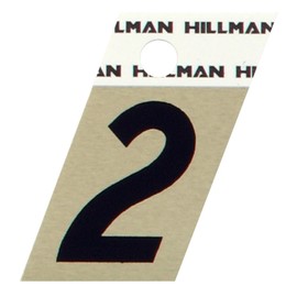 Hillman 840478 1-1/2-Inch Black and Gold Aluminum Angle Cut House, Number 2