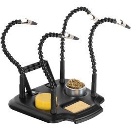 Stagecaptain LH-400 Löthilfe - Helfende Hand für Bastel- und Lötarbeiten - Vier flexible Arme mit Krokodilklemme - Reinigungsschwamm, Lötharz und Lötspitzenreiniger - Abrollhilfe für Lötzinn