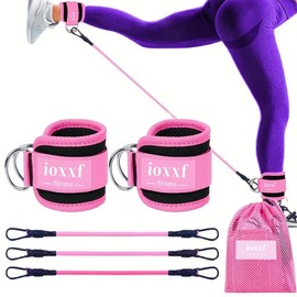 Ankle Resistance Bands with Cuffs,  Ankle Resistance Band for Leg, Booty Workout Equipment for Kickbacks Hip Fitness Training, Exercise Bands for Butt Lift Women Workout Equipment for home，exercise equipment at home - Color: pink
