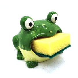 MONMOB Cute Ceramic Frog Sponge Holder for Kitchen Sink 4.7”
