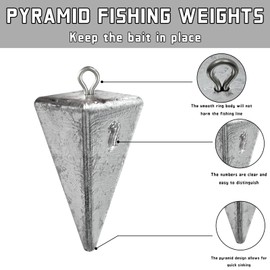 Pyramid Sinkers Fishing Weights Saltwater Lead Surf Fishing Weights Sinkers Gear Tackle Kit 1oz, 2oz, 3oz, 4oz (1 Ounce-10pcs)