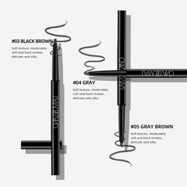 LAMUSELAND 3 Pcs/Set Eyebrow Pencil, Professional Make Up Definer Pen, Rotary Retractable Triangular Tip Eyebrow Pencil With Spoolie Brush, Waterproof Long-lasting Eye Brow Pencil, Easy Create Natural Eyebrow Makeup, with Eyebrow Card (03#Black Brown & 0