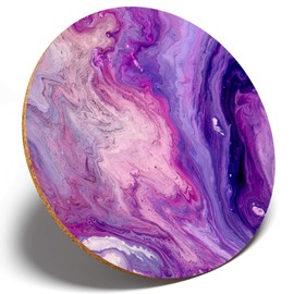 1 X Purple Marble Ink - Round Coaster Kitchen Student Kids #15852