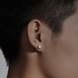 Moissanite Stud Earrings for Men & Women, 0.6-3CT D Color, GRA Certified 925 Sterling Silver 18K White Gold Plated, Lab-Created Skin-Friendly Wedding Studs (18K White Gold, 1.0CT(0.5ct*2)