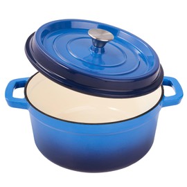 Fijinhom 6.5 Quart Enameled Cast Iron Dutch Oven Pot with Lid, Dual Handle for Bread Baking, Pre-Seasoned Cookware, Heavy-Duty, Oven Safe up to 500° F, Non-stick & Applicable All Cookings, Blue