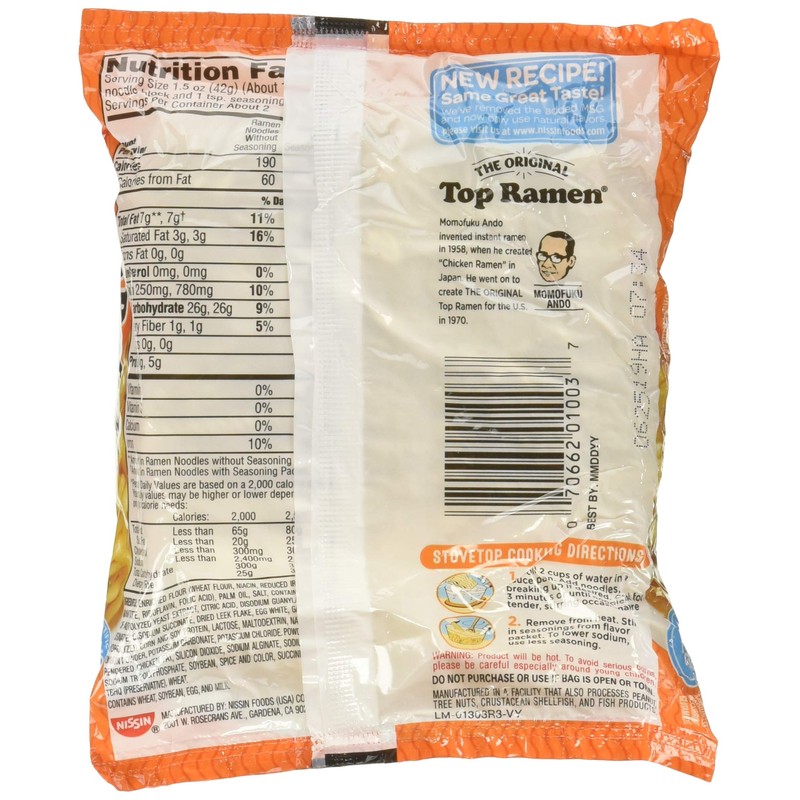 Nissin Top Ramen Noodle Soup Chicken Flavor 3 Ounce Packages