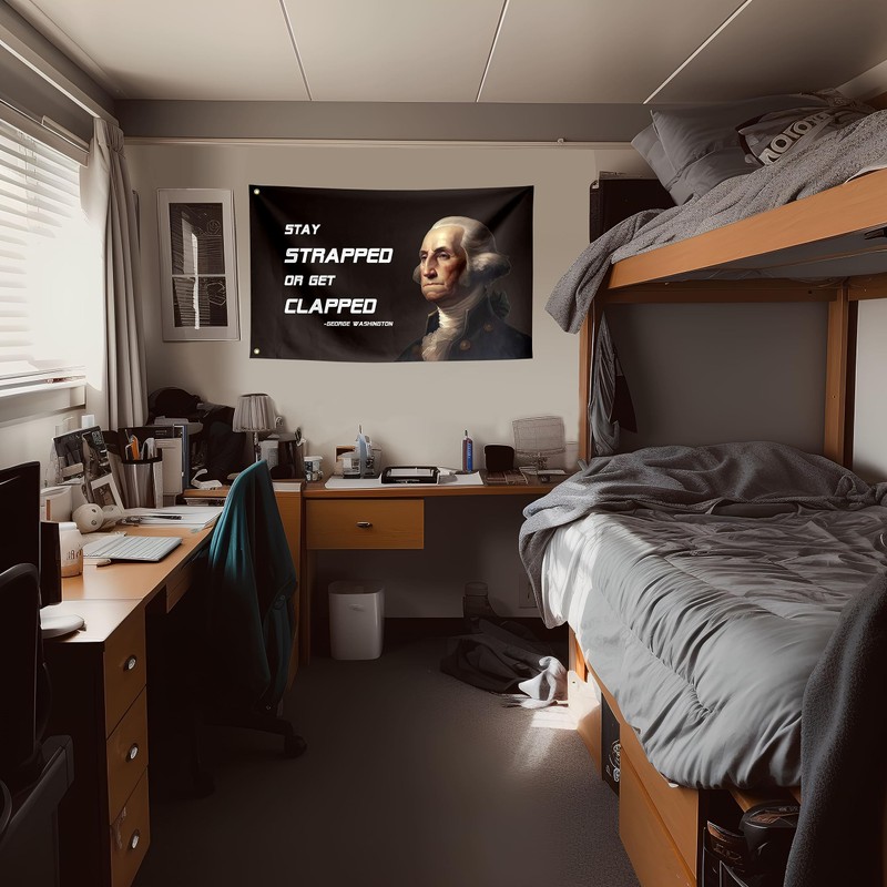 ToFlagify Stay Strapped or Get Clapped Funny Quote Flags Meme