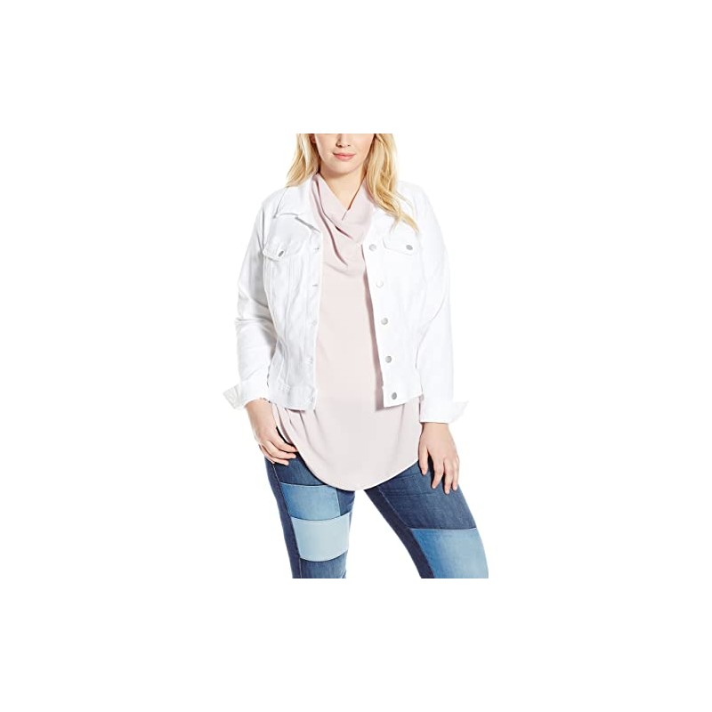 Jessica Simpson Women's Plus Size Pixie Denim Jacket White, 3X