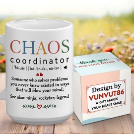 VUNVUT86 Boss Gifts - Christmas Gift For Boss, Manager - Coworker Gifts - Chaos Coordinator - Retirement, Farewell, Leaving, Birthday Gifts for Leader, Supervisor, CEO, Colleague, Sir, Men, Women 15OZ