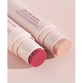 Wander Beauty On-the-Glow Blush and Illuminator - Strawberry Fields/Nude Glow - 7-in-1 Hydrating Cream Blush & Highlighting Stick - Stick Blush for Cheeks, Lip, & Body- Highlighter & Blush - 0.4 oz