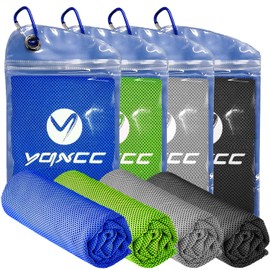 YQXCC 4 Pack Cooling Towel (120x30 cm) Ice Towel for Neck, Microfibre Cool Towel, Soft Breathable Chilly Towel for Yoga, Golf, Gym, Camping, Running, Workout & More Activities