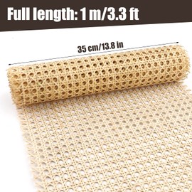 1 Roll Caning Material, 13.8inch x 3.3ft Natural Rattan Cane Webbing Roll for Caning Projects Mesh Rattan Fabric for Furniture Chair Cabinet Ceiling