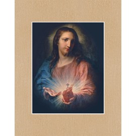 Religious Prints Pre-Matted Traditional Catholic Art, Fits Standard 11x14 Frame (Sacred Heart of Jesus - Batoni)