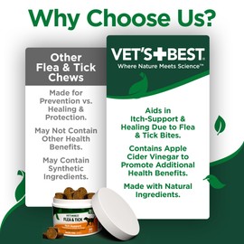 Vet's Best Natural Flea & Tick Soft Chews for Dogs – Natural Supplement for Dog Flea and Tick Prevention – Veterinarian-Formulated Itch Relief and Immune Support – Made in USA – 60 Chews