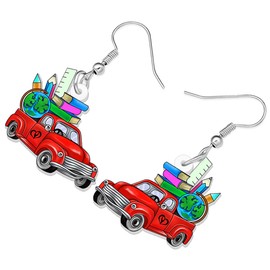 WEVENI Cute Acrylic Earrings for Teacher Back to School Funny Math Art Teacher Jewelry for Women Girls Kids Bulk Pack, Acrylic, No Gemstone