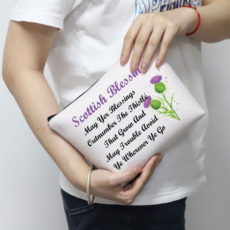 Scottish Thistle Makeup Cosmetic Bag Scottish Blessing Gift May Yer