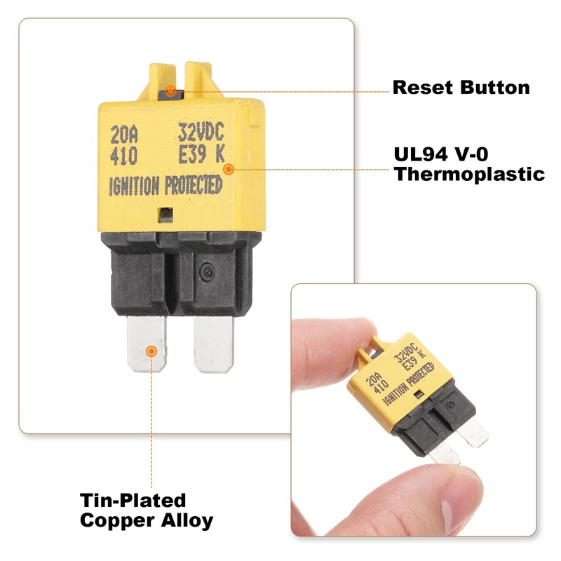 DMiotech Manual Mini Reset Fuse, 32V DC 20A ATC/ATO Auto