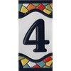 4.3' x 2.2' 11cm x 5.5cm Spanish Mosaic Hand-Painted Number