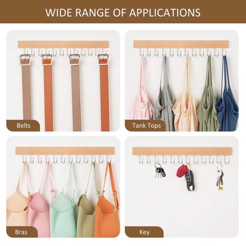 ZEDODIER 2 Pack Necklace Organizer Wall Mount, Wooden Jewelry Hanger