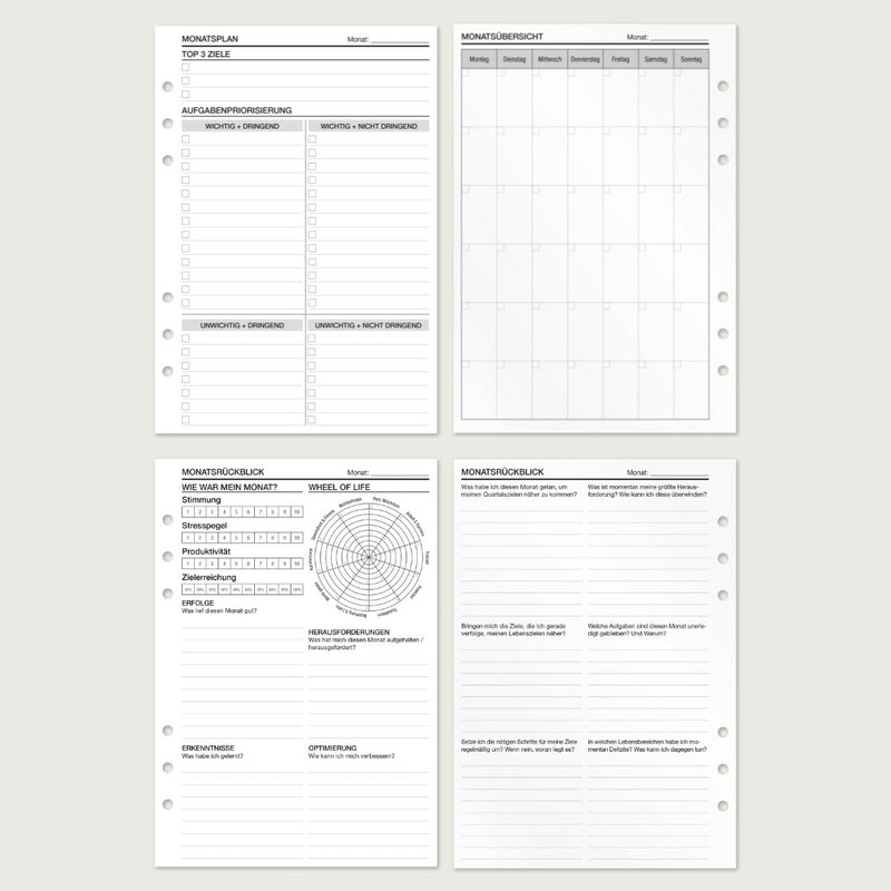 KOMPASS® Monthly Planner | 24 DIN A5 Inserts for Ring
